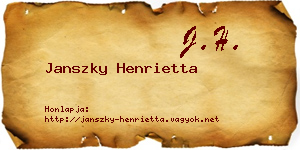 Janszky Henrietta névjegykártya